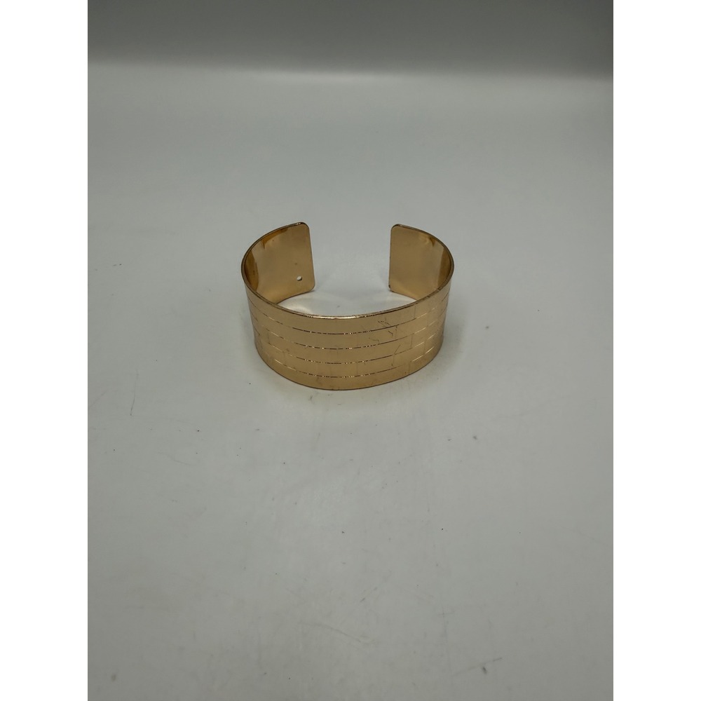 Follow the Yellow Brick Road Gold Tone Brick Pattern Cuff Bracelet